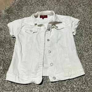 Girls 7 FOR ALL MANKIND White Sleeveless Denim Jean Button Vest - Size Large